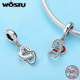 925 Silver Intertwined Hearts Pendant Charm for DIY Jewelry Lover Gift