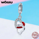 925 Silver Intertwined Hearts Pendant Charm for DIY Jewelry Lover Gift