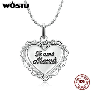 Sterling Silver Love Heart Mama Pendant Necklace Gift N470