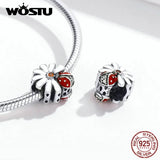 925 Sterling Silver Ladybug Flower Charm Bracelet Pendant Red Enamel CQC1276