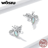 925 Sterling Silver Opal Bees CZ Stud Earrings for Women