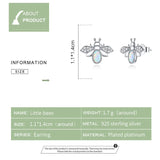 925 Sterling Silver Opal Bees CZ Stud Earrings for Women