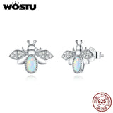 925 Sterling Silver Opal Bees CZ Stud Earrings for Women