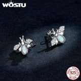 925 Sterling Silver Opal Bees CZ Stud Earrings for Women