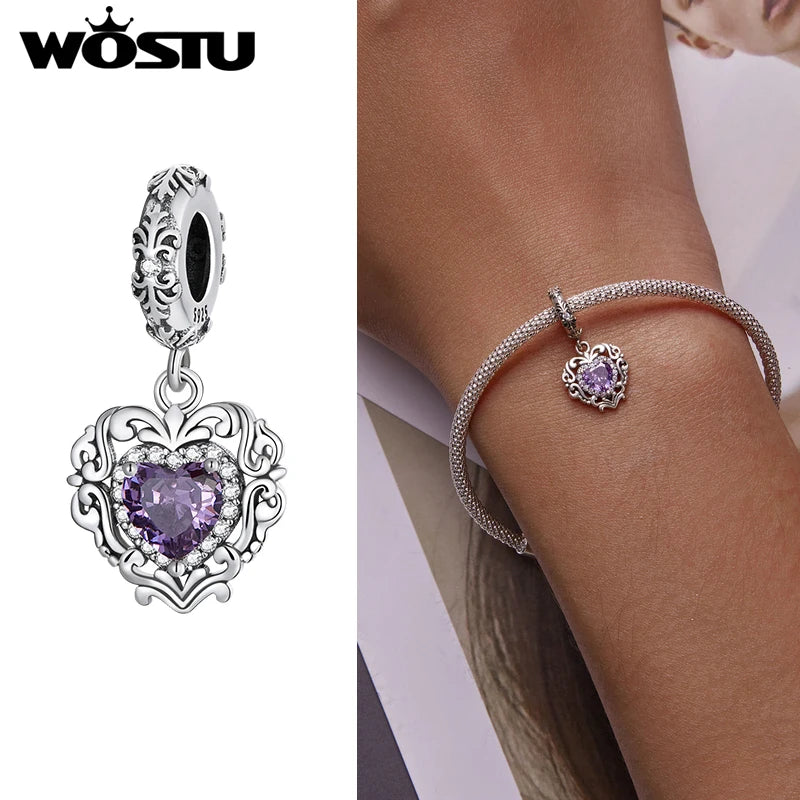 925 Sterling Silver Love Pendant Charm Bead for Bracelet DIY Jewelry