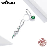 925 Silver Snake Hoop Earrings Green CZ Wedding Jewelry
