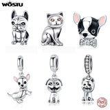 925 Silver Dog Cat Charm Beads for Bracelet Pendant