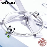 925 Sterling Silver Panda & Bamboo Beads Charm for Bracelet