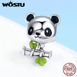 925 Sterling Silver Panda & Bamboo Beads Charm for Bracelet