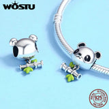 925 Sterling Silver Panda & Bamboo Beads Charm for Bracelet