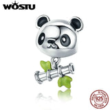925 Sterling Silver Panda & Bamboo Beads Charm for Bracelet