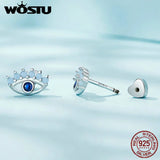 925 Silver Evil Eye Stud Earrings Rainbow Opal Ear Studs Girl Party Jewelry