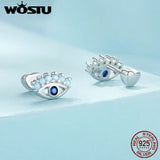 925 Silver Evil Eye Stud Earrings Rainbow Opal Ear Studs Girl Party Jewelry