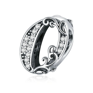 925 Sterling Silver Lucky Numbers 0-9 Zircon Beads Charms