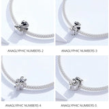 925 Sterling Silver Lucky Numbers 0-9 Zircon Beads Charms