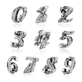925 Sterling Silver Lucky Numbers 0-9 Zircon Beads Charms