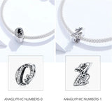 925 Sterling Silver Lucky Numbers 0-9 Zircon Beads Charms