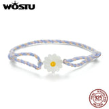 925 Silver Natural Shell Daisy Rope Bracelet Women Flower Girl Birthday Jewelry