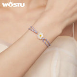 925 Silver Natural Shell Daisy Rope Bracelet Women Flower Girl Birthday Jewelry