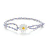 925 Silver Natural Shell Daisy Rope Bracelet Women Flower Girl Birthday Jewelry
