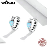 925 Silver Opal Heart Earrings Love Hoop Earrings Wedding Jewelry