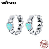 925 Silver Opal Heart Earrings Love Hoop Earrings Wedding Jewelry