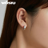 925 Silver Opal Heart Earrings Love Hoop Earrings Wedding Jewelry
