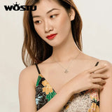 925 Sterling Silver Openwork Heart Necklace Long Chain Link For Women