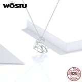 925 Sterling Silver Openwork Heart Necklace Long Chain Link For Women