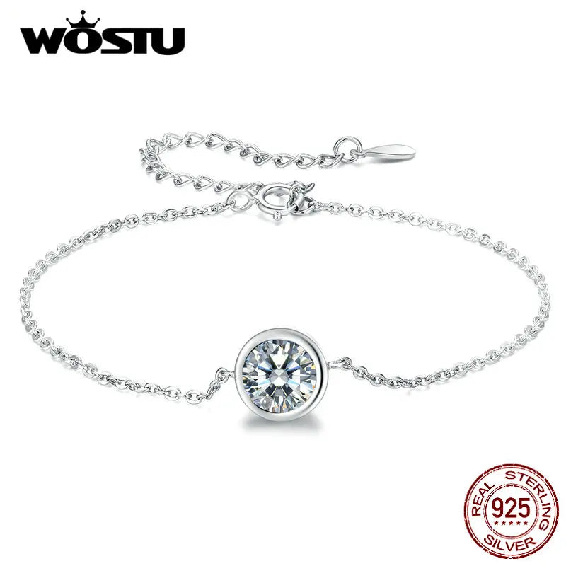 925 Silver Zircon Link Chain Bracelet for Women Wedding CQB157