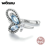 925 Silver Butterfly Ear Cuffs Crystal Zircon Clips Wedding Jewelry