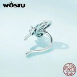 925 Silver Butterfly Ear Cuffs Crystal Zircon Clips Wedding Jewelry