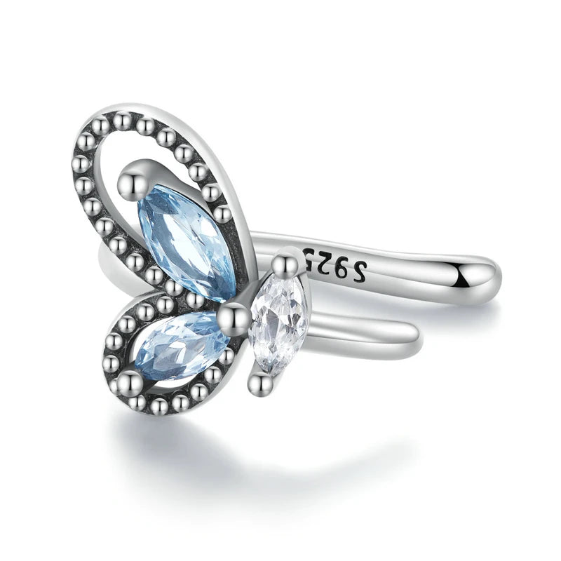 925 Silver Butterfly Ear Cuffs Crystal Zircon Clips Wedding Jewelry