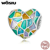 925 Silver Rainbow Church Window Heart Charm Bead for Women