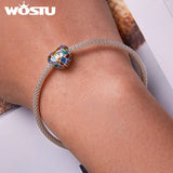 925 Silver Rainbow Church Window Heart Charm Bead for Women