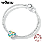 925 Silver Rainbow Church Window Heart Charm Bead for Women