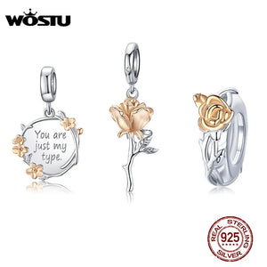 925 Silver Rose Flower Charms for DIY Jewelry Making