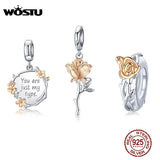 925 Silver Rose Flower Charms for DIY Jewelry Making