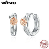 925 Silver Rose Vine Hoop Earrings Wedding Jewelry CQE971