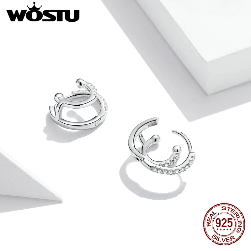 925 Sterling Silver Double Layers Vintage Earrings For Women