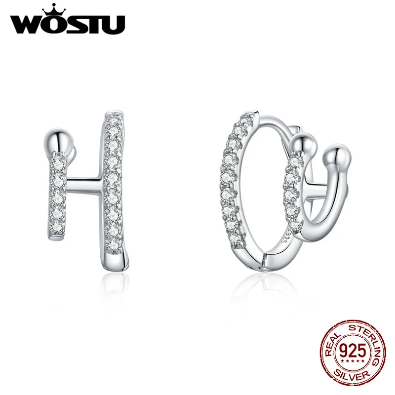 925 Sterling Silver Double Layers Vintage Earrings For Women