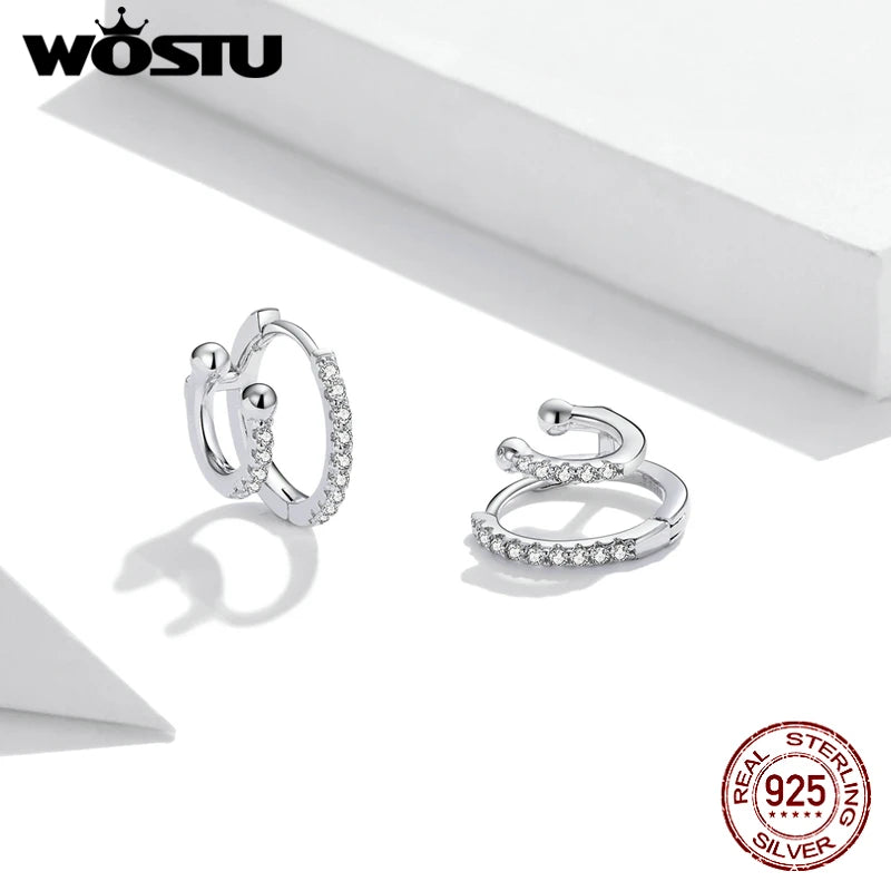 925 Sterling Silver Double Layers Vintage Earrings For Women