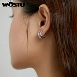925 Sterling Silver Double Layers Vintage Earrings For Women