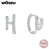 925 Sterling Silver Double Layers Vintage Earrings For Women