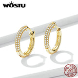 925 Silver Ear Clip Stud Earrings Zircon Hoops Women Gift FNE300