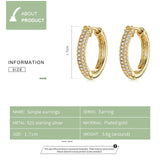 925 Silver Ear Clip Stud Earrings Zircon Hoops Women Gift FNE300