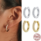 925 Silver Ear Clip Stud Earrings Zircon Hoops Women Gift FNE300