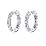 925 Silver Ear Clip Stud Earrings Zircon Hoops Women Gift FNE300