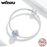 925 Sterling Silver Snowflake Crystal Charm Glass Bead Pendant