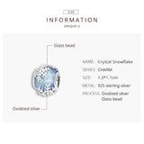 925 Sterling Silver Snowflake Crystal Charm Glass Bead Pendant